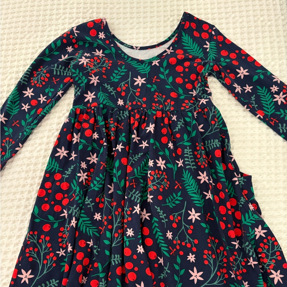 Hanna Andersson Holiday Navy Floral Dress - Size 8